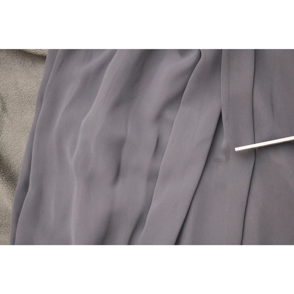 BILL LEVKOFF Bridesmaid Dress Size 12 Gray Formal Gown Sheer Top Pleated Heart - Picture 13 of 16
